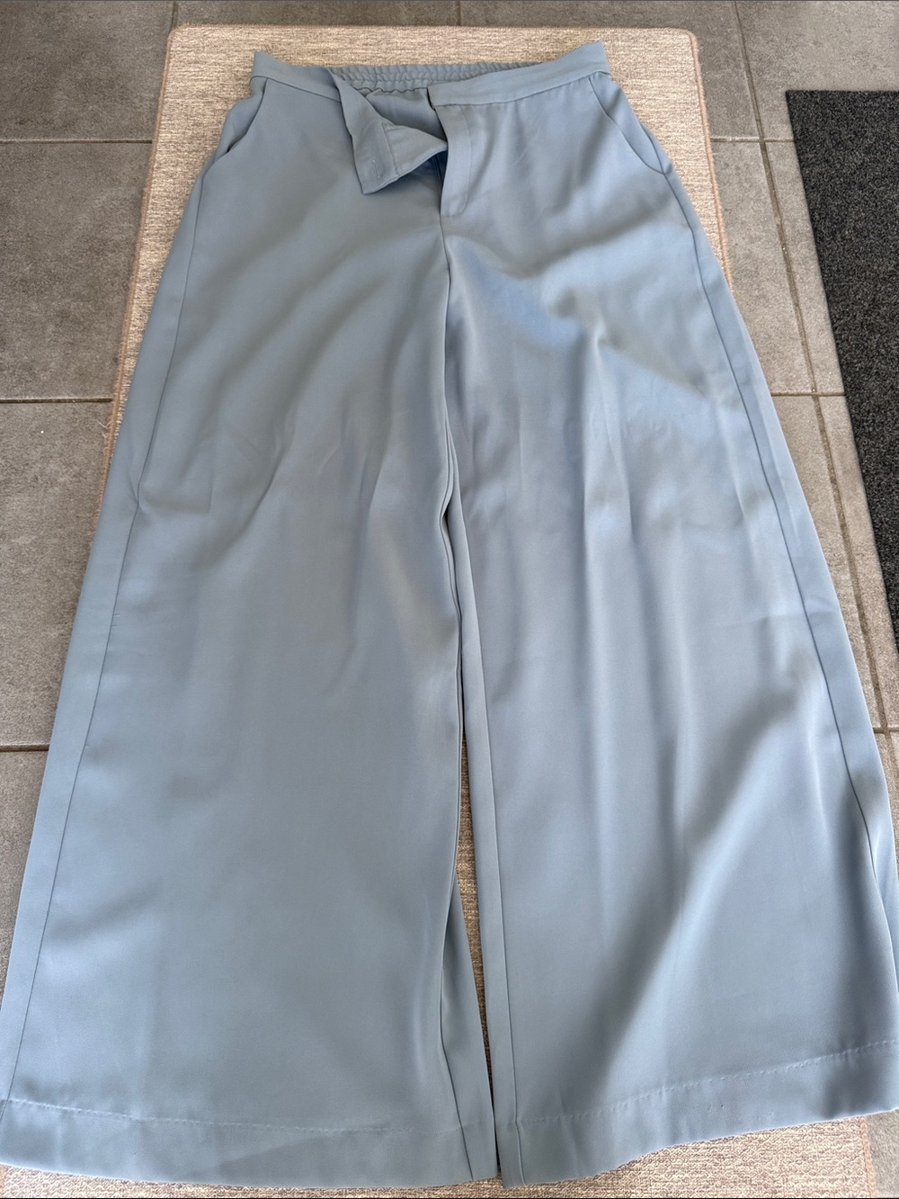 Veiled Wide Leg Pants in Light Blue